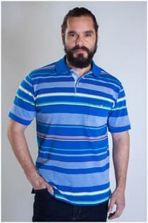 Gestreiftes Polohemd mit kurzen Ärmeln von Plus Man.