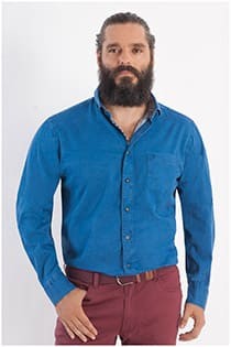 Uni Oberhemd mit langen Ärmeln aus Twill von Casamoda.