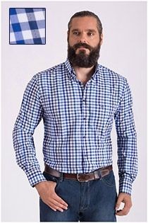 Kariertes Langarm-Oberhemd mit kleinem Aufdruck von Carlos Cordoba.