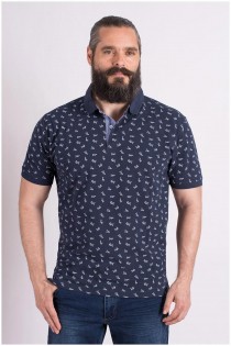 Bedrucktes Kurzarm-Polohemd von Kitaro EXTRA LANG.