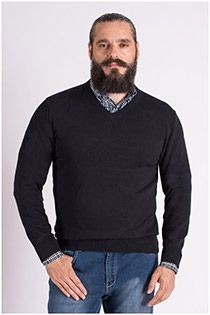 Pullover mit V-Ausschnitt in Langgrößen von Kitaro.