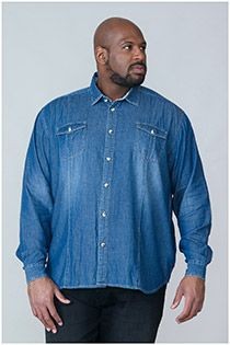 Langarm-Denimhemd von D555.