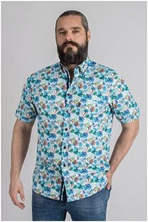 Kurzarmhemd Plus Man mit Allover-Print