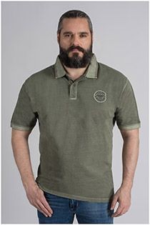Vintage-Look Kurzarm-Poloshirt von Kitaro.